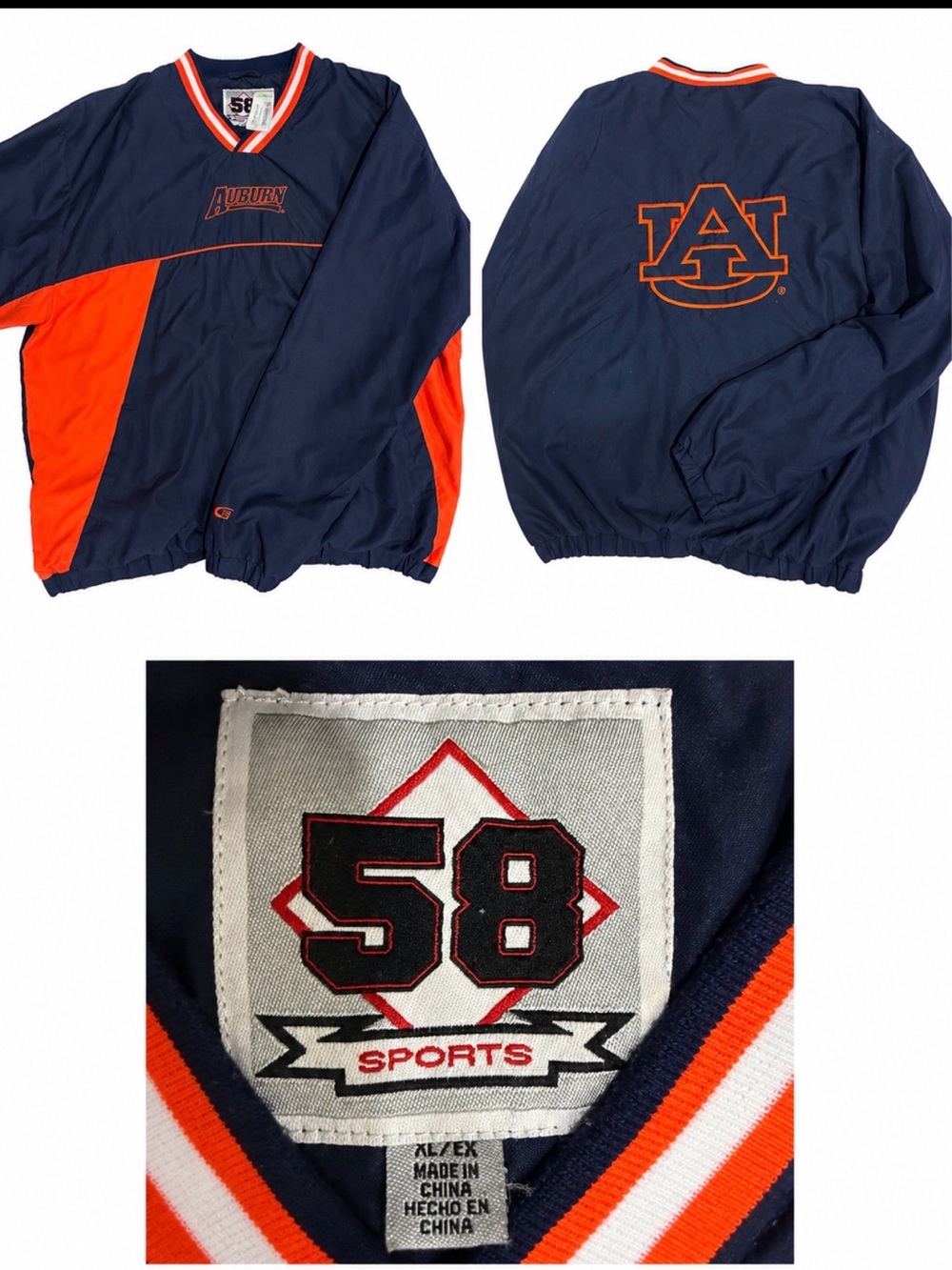 Vintage Auburn Navy & Orange Pullover Jacket